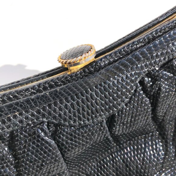 Parri Firenze clutch evening bag black snake embossed crossbody bag vintage prom